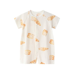 Infant Boys Printed Cotton Round Neck Rompers