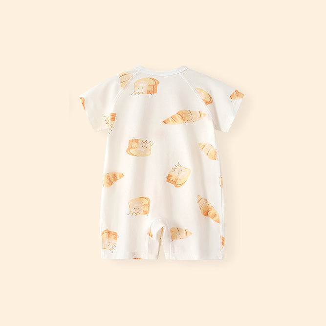 Infant Boys Printed Cotton Round Neck Rompers
