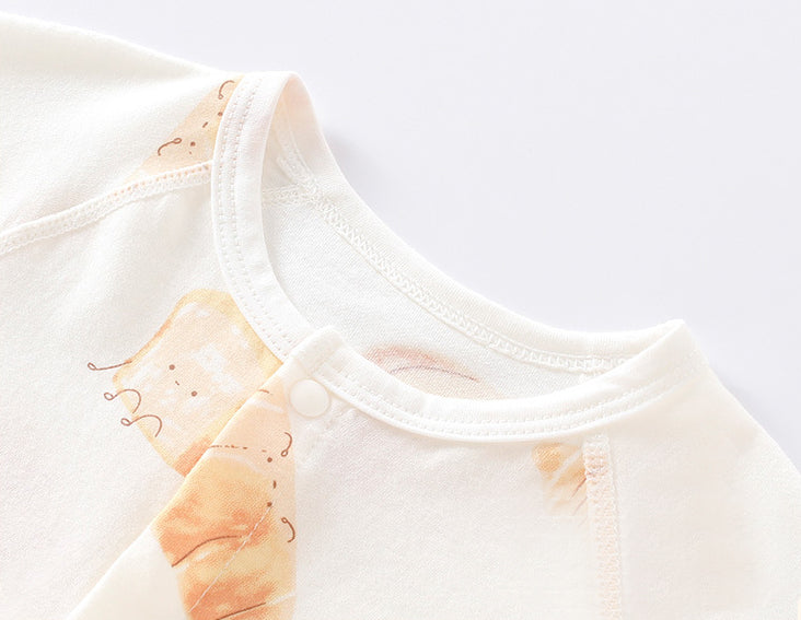 Infant Boys Printed Cotton Round Neck Rompers