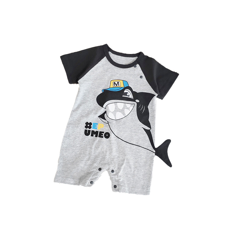 Boys Graphic Printed Round Neck Cotton Rompers