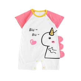 Girls Graphic Printed Round Neck Cotton Rompers