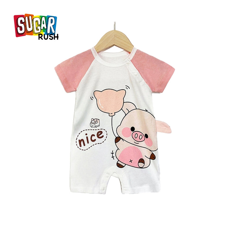Infant Girls Conversational Printed Cotton Romper