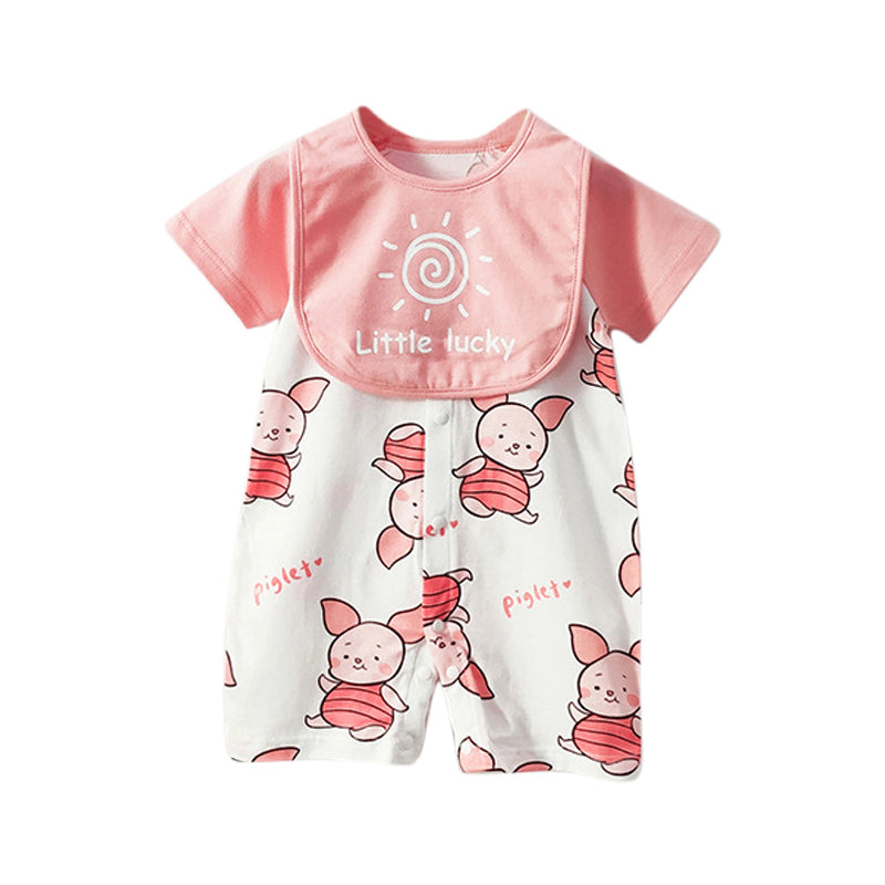 Infants Girls Pink Printed Cotton Bodysuit