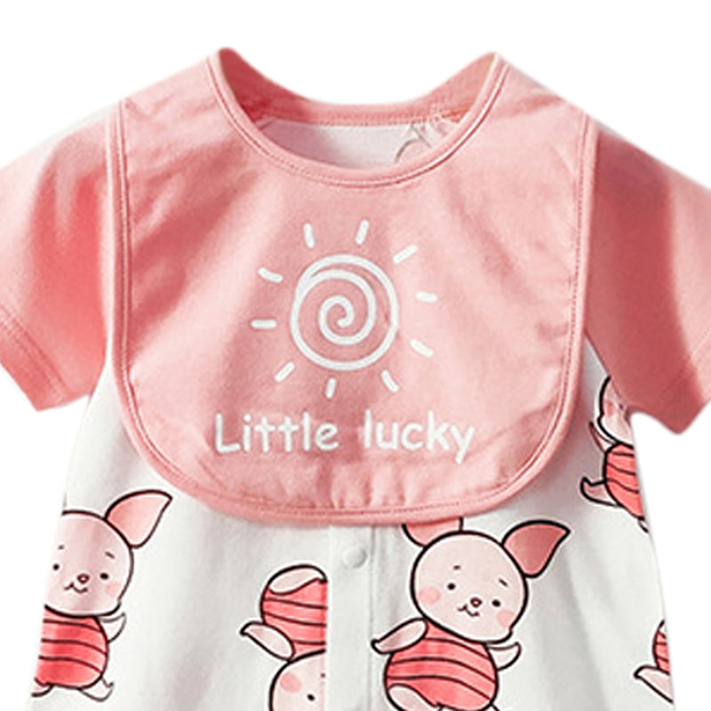 Infants Girls Pink Printed Cotton Bodysuit