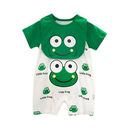 Infant Boys Green Printed Cotton Rompers
