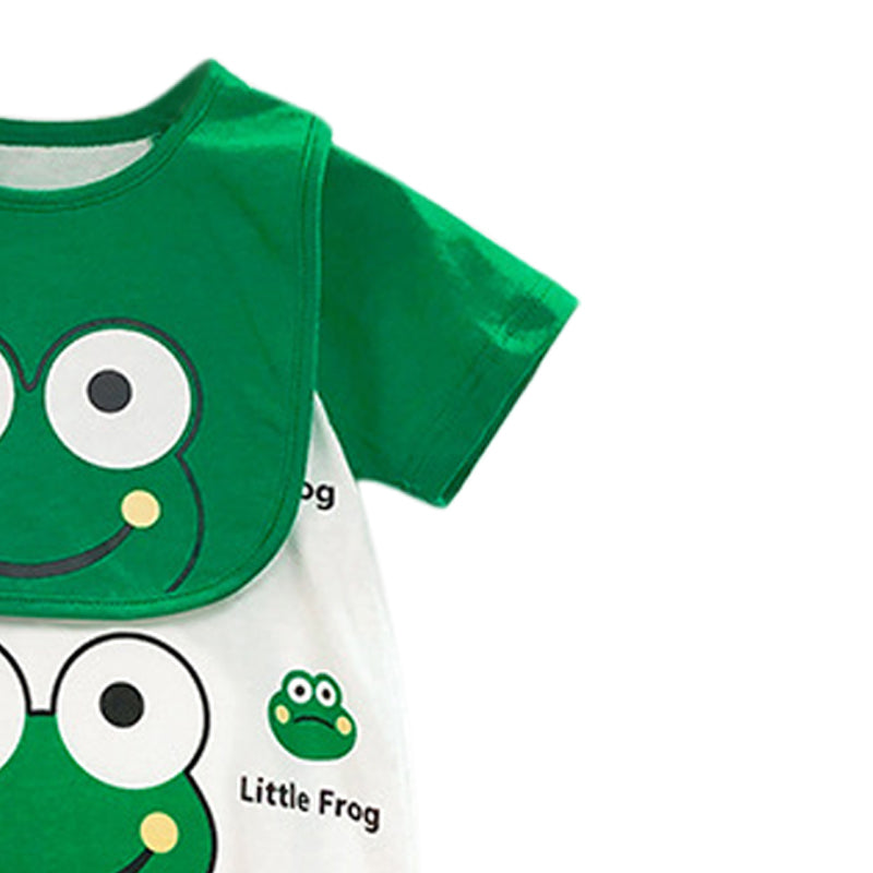 Infant Boys Green Printed Cotton Rompers