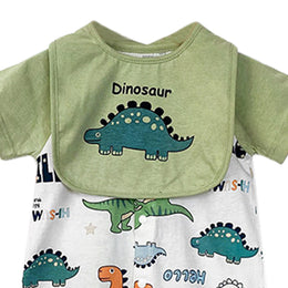Infant Boys Green Printed Cotton Rompers