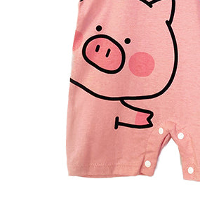 Girls Graphic Printed Round Neck Cotton Rompers