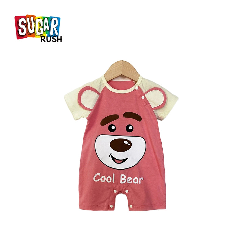 Girls Graphic Printed Round Neck Cotton Rompers
