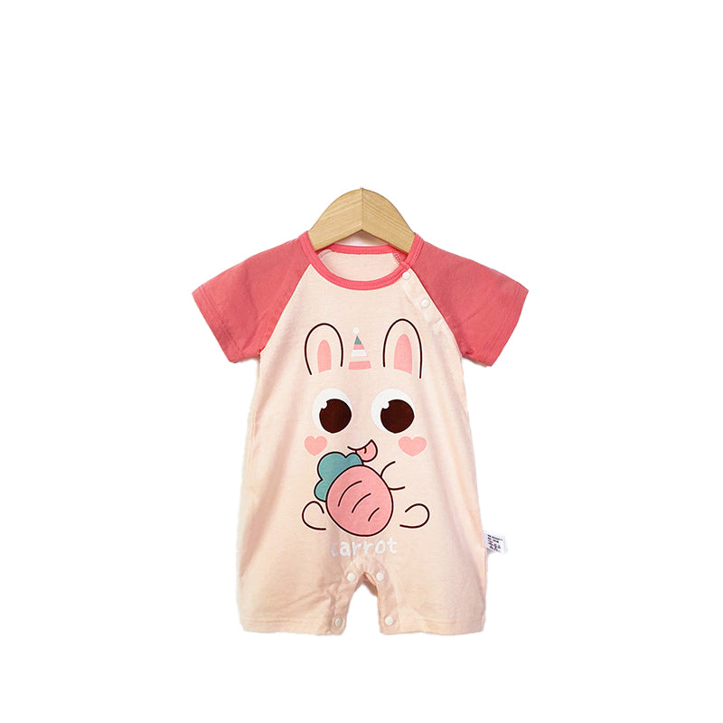 Girls Graphic Printed Round Neck Cotton Rompers