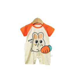 Girls Graphic Printed Round Neck Cotton Rompers