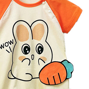 Girls Graphic Printed Round Neck Cotton Rompers