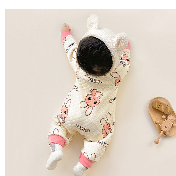 Infants Girls White Printed Rompers
