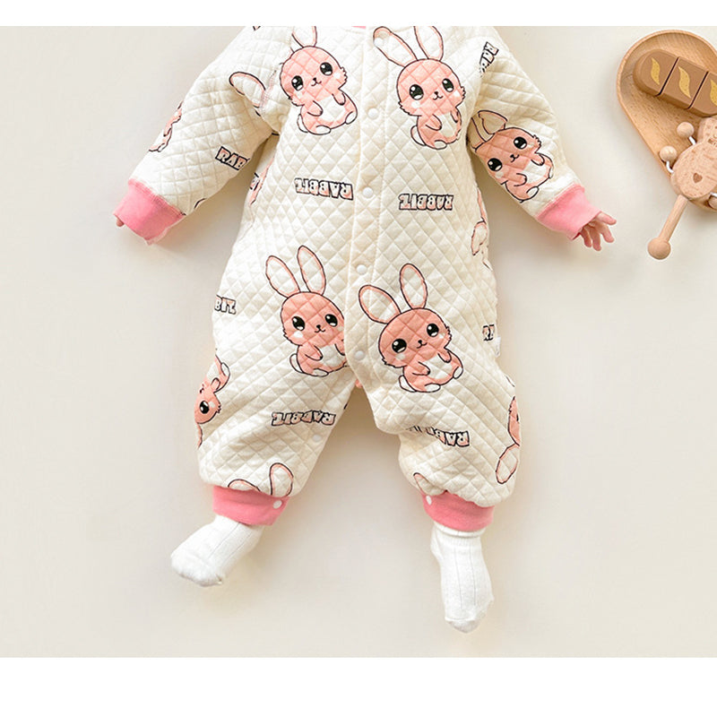 Infants Girls White Printed Rompers