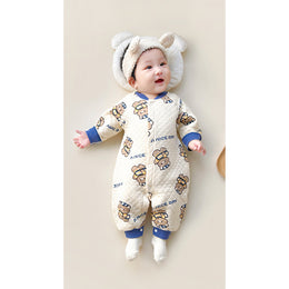 Infants Boys Blue Conversational Printed Rompers