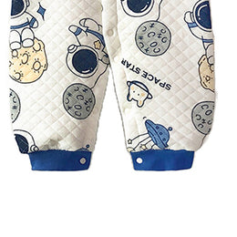 Infants Boys Blue & White Conversational Printed Rompers