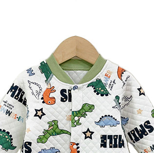 Infants Boys Blue & White Conversational Printed Rompers