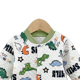 Infants Boys Blue & White Conversational Printed Rompers