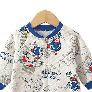 Infants Boys Blue & White Conversational Printed Rompers