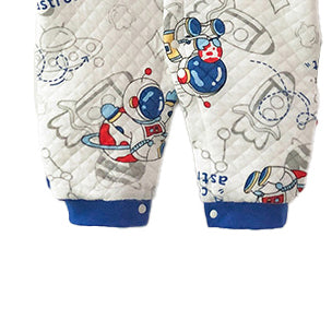 Infants Boys Blue & White Conversational Printed Rompers