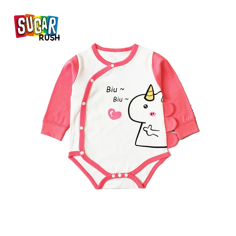 Infants Girls Pink & White Printed Pure Cotton Bodysuit