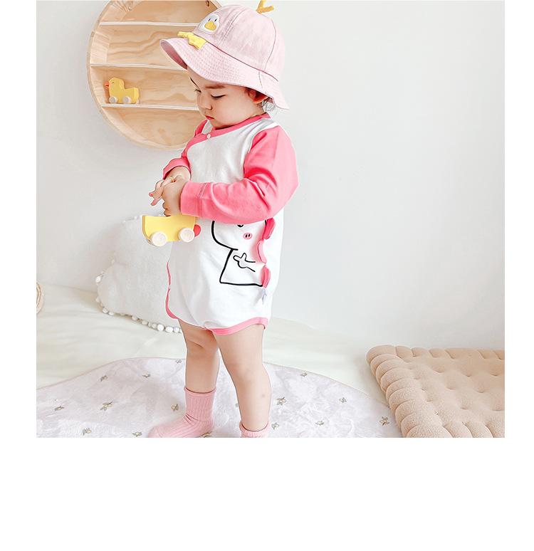 Infants Girls Pink & White Printed Pure Cotton Bodysuit