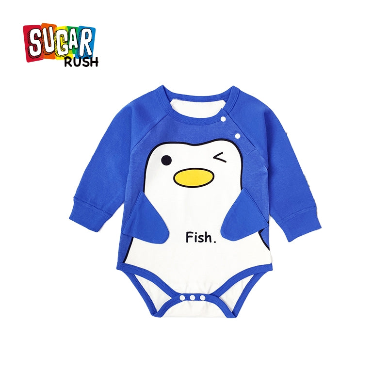 Infants Boys Blue Graphic Printed Pure Cotton Bodysuit