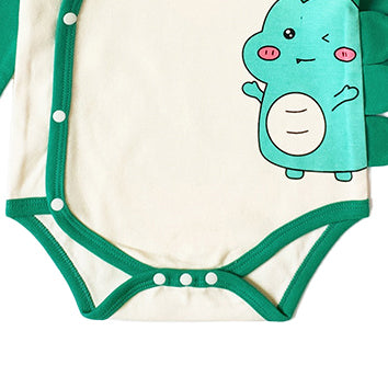 Infants Boys Green Graphic Printed Cotton Bodysuits