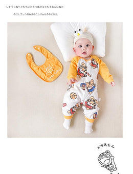 Infant Boys Graphic Printed Pure Cotton Romper With Bib