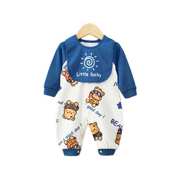 Infant Boys Blue Graphic Printed Pure Cotton Romper