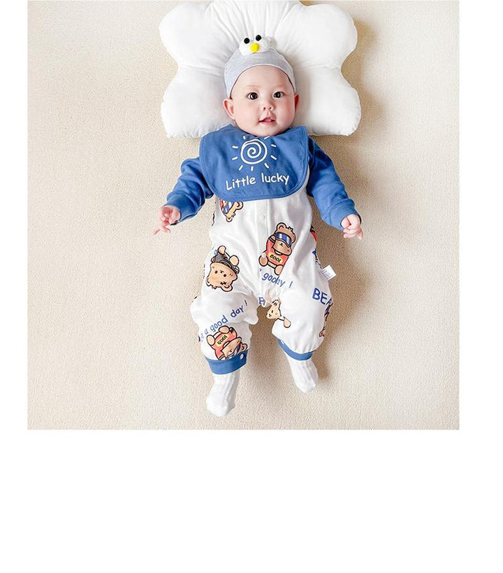 Infant Boys Blue Graphic Printed Pure Cotton Romper