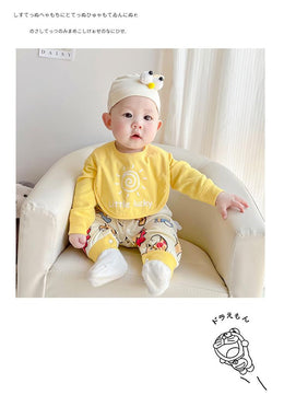 Infants Boys Printed Cotton Rompers With Bib