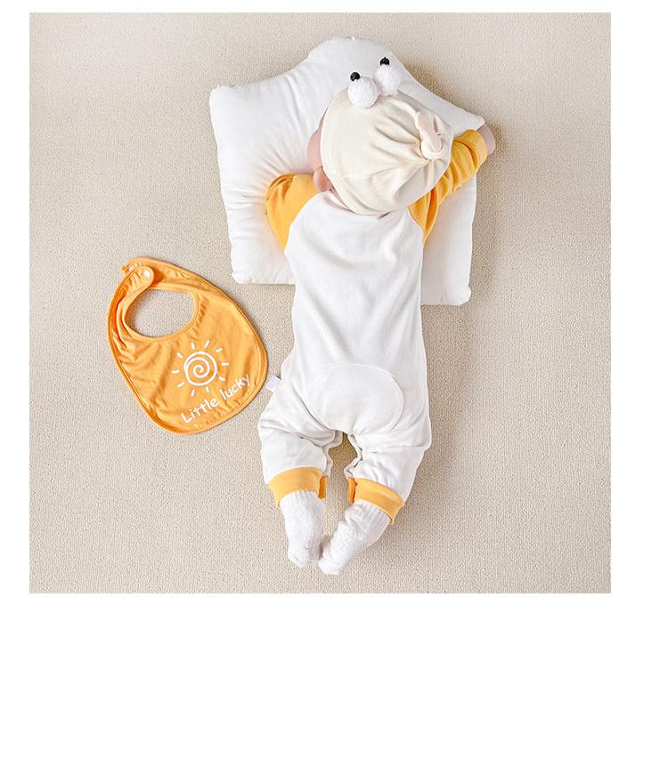Infants Boys Printed Cotton Rompers With Bib