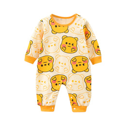Infant Boys Yellow Printed Cotton Romper