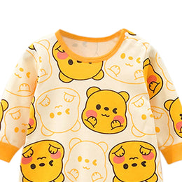 Infant Boys Yellow Printed Cotton Romper