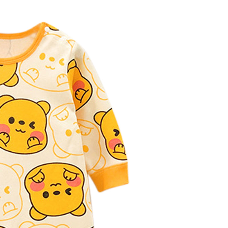 Infant Boys Yellow Printed Cotton Romper
