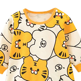 Yellow Infant Boys Conversational printed Round Neck Cotton Rompers