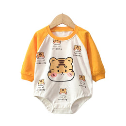 Infants Boys Yellow Printed Pure Cotton Bodysuit