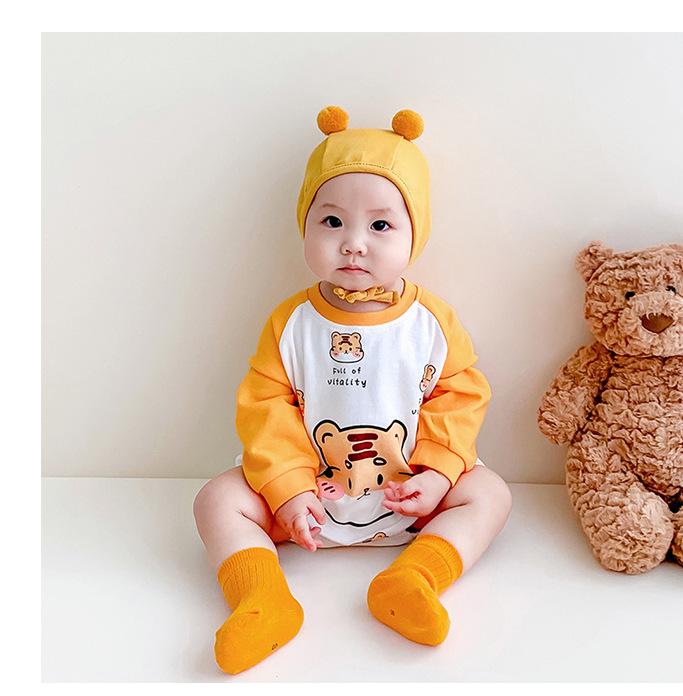Infants Boys Yellow Printed Pure Cotton Bodysuit