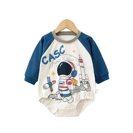 Infants Boys Blue Graphic Printed Cotton Bodysuits