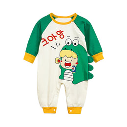 Green Infants Boys Printed Pure Cotton Rompers