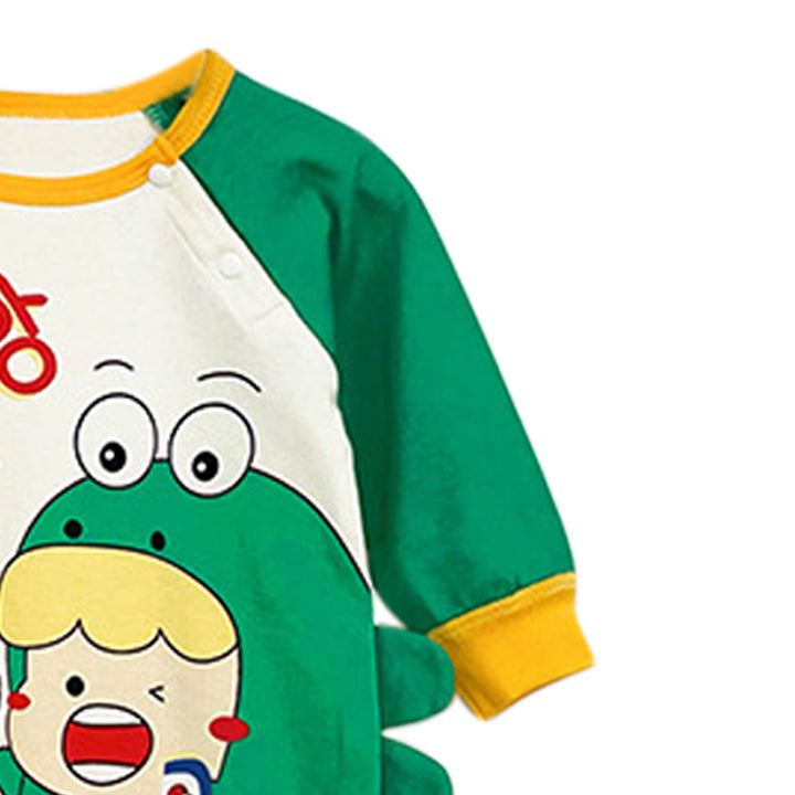 Green Infants Boys Printed Pure Cotton Rompers