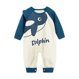 Infant Boys Dolphin Printed Cotton Romper