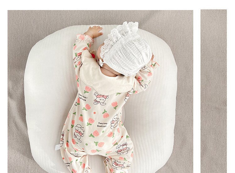 Infant Girls Printed Cotton Long Sleeve Rompers