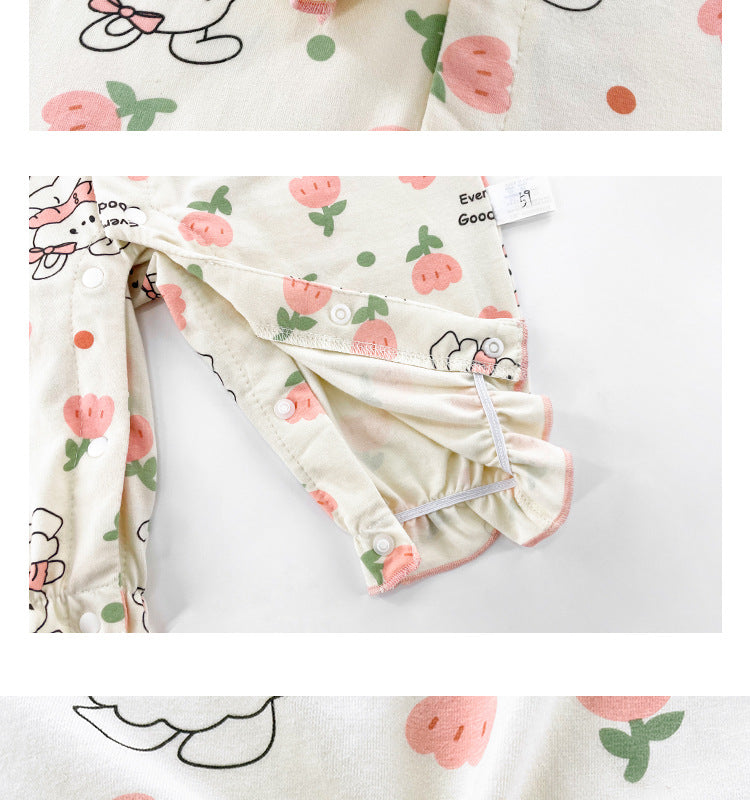 Infant Girls Printed Cotton Long Sleeve Rompers