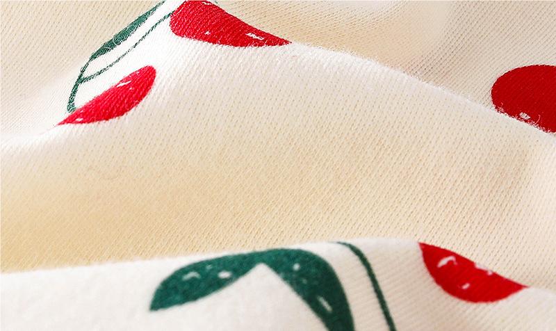Infants Girls Cream & Red Printed Cotton Rompers