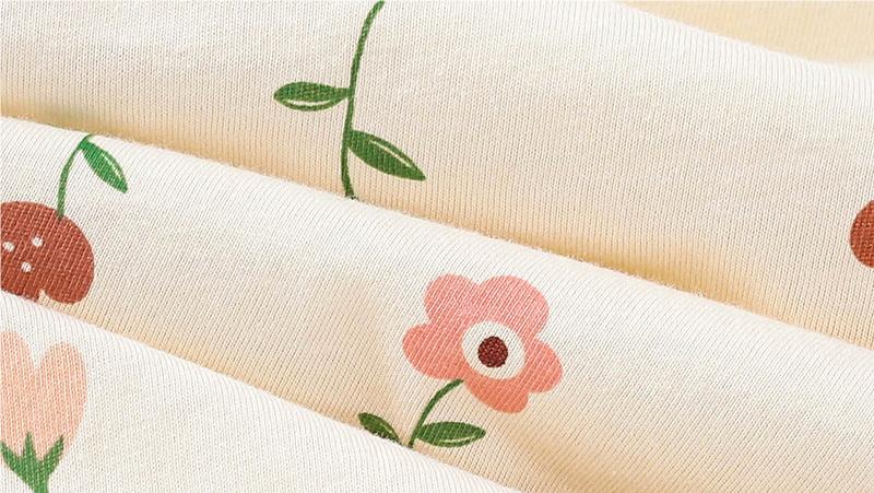 Infant Girls Beige Printed Cotton Rompers