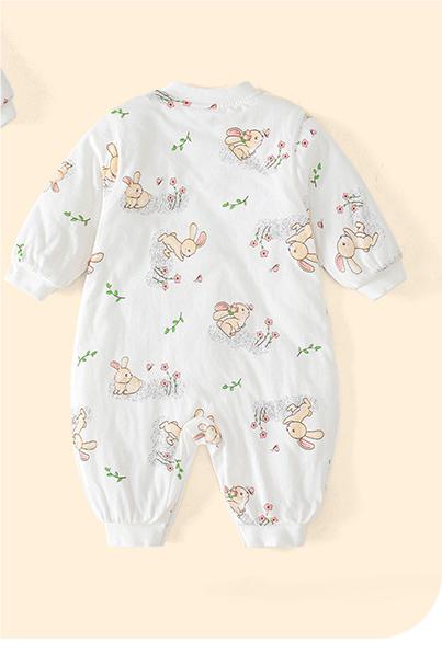 Infant Boys White Conversational Printed Cotton Rompers