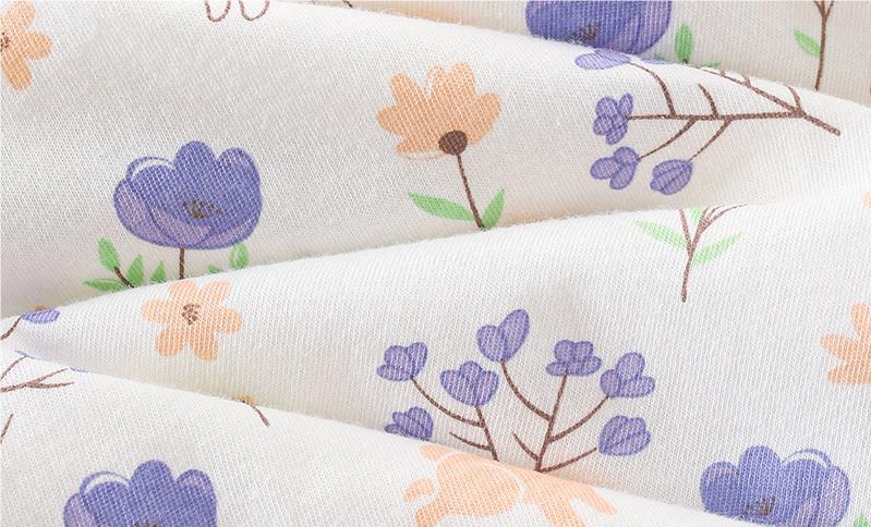 Infants Girls White & Purple Printed Cotton Rompers