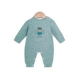 Infants Printed Round Neck Long Sleeve Rompers